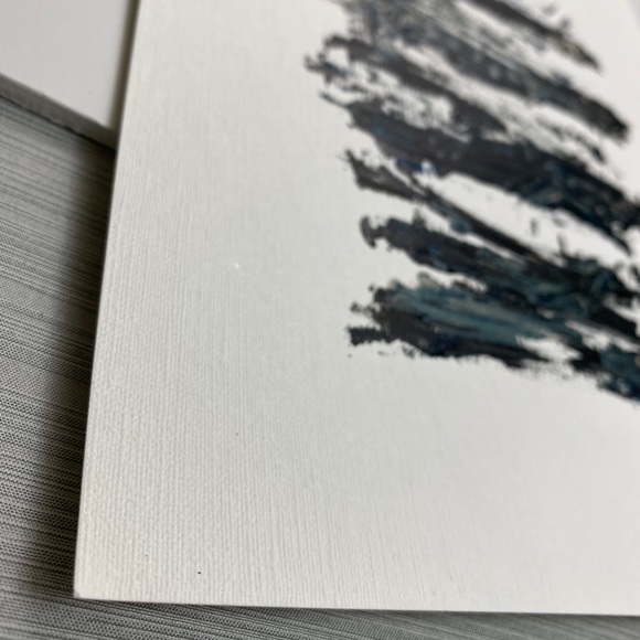 Abstract Acrylic Original Painting On Canvas Paper 9X12 Wall Art Blue Black - Picture 4 of 7